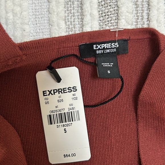 Express Womens Body Contour Peplum Tank Top Rust Brown Sleeveless Stretch S NWT - Picture 7 of 8